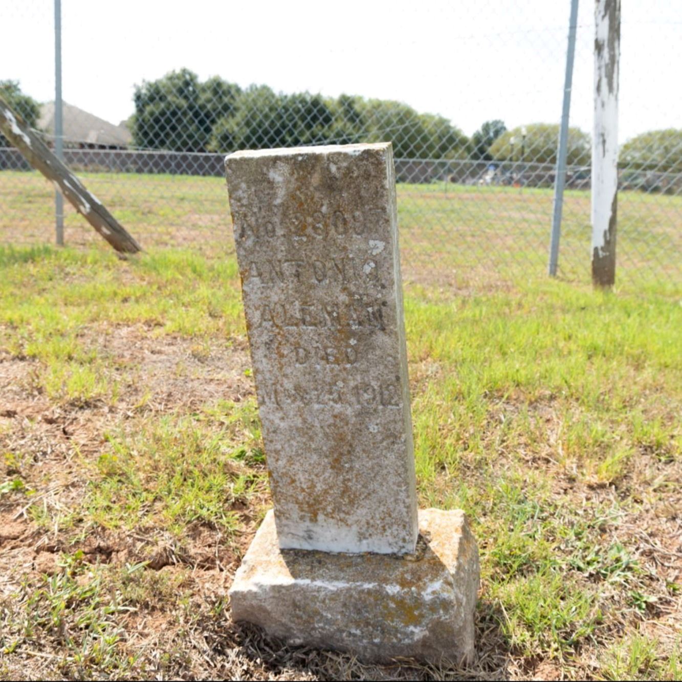 Pre-Restoration of Antonio Aleman's gravestone in 2023