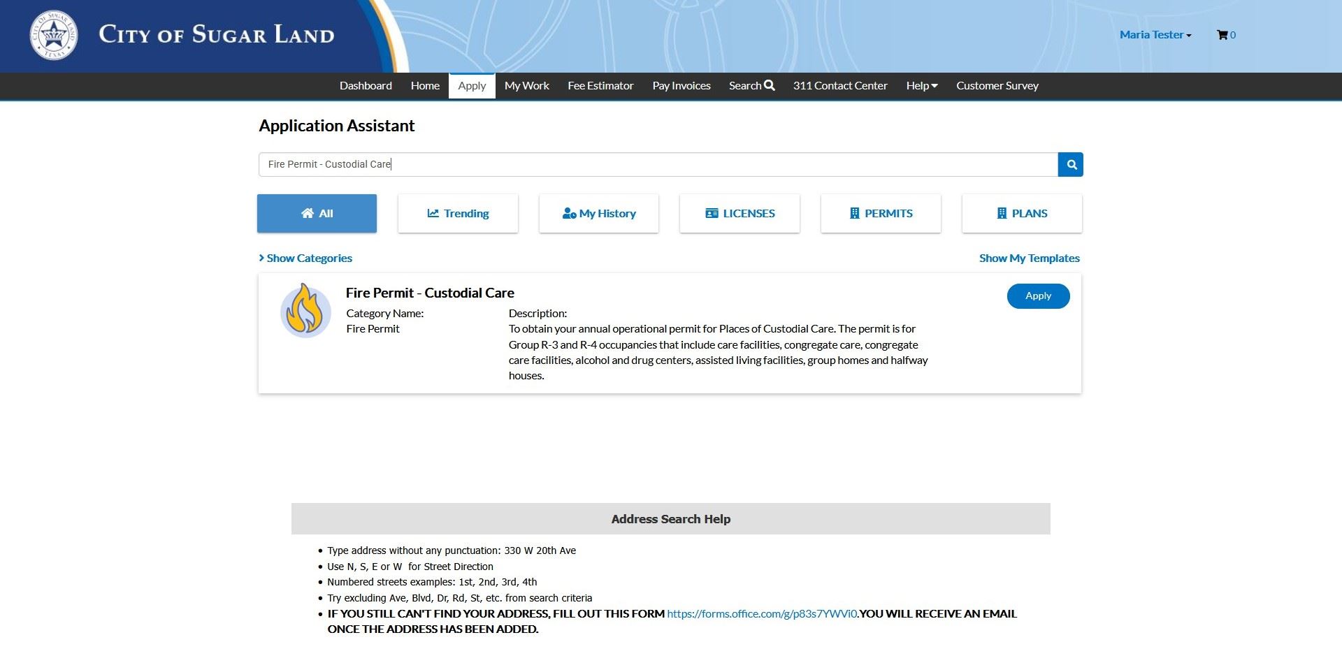 Search box enter Custodial Care.