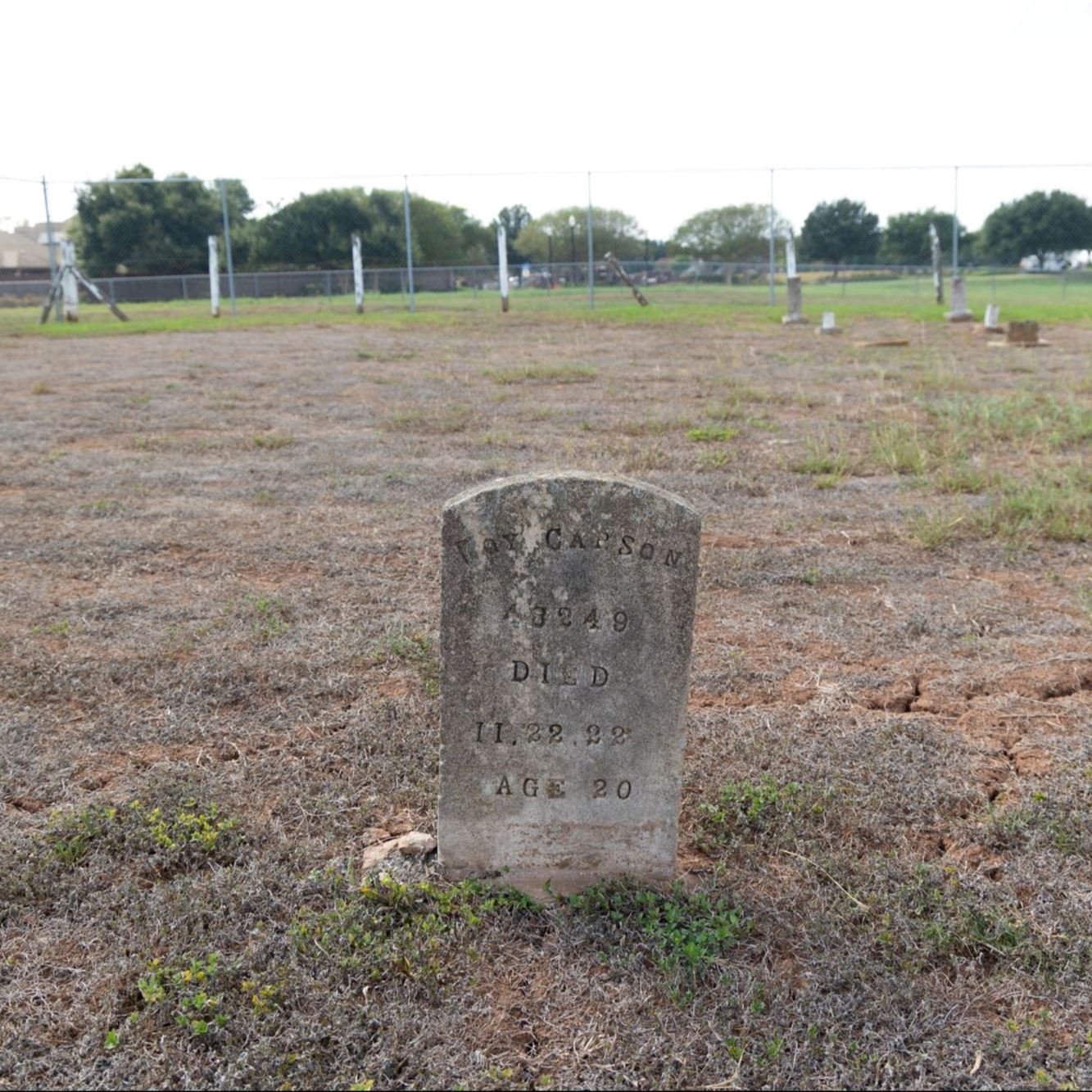 Pre-Restoration of Roy Carson's gravestone in 2023