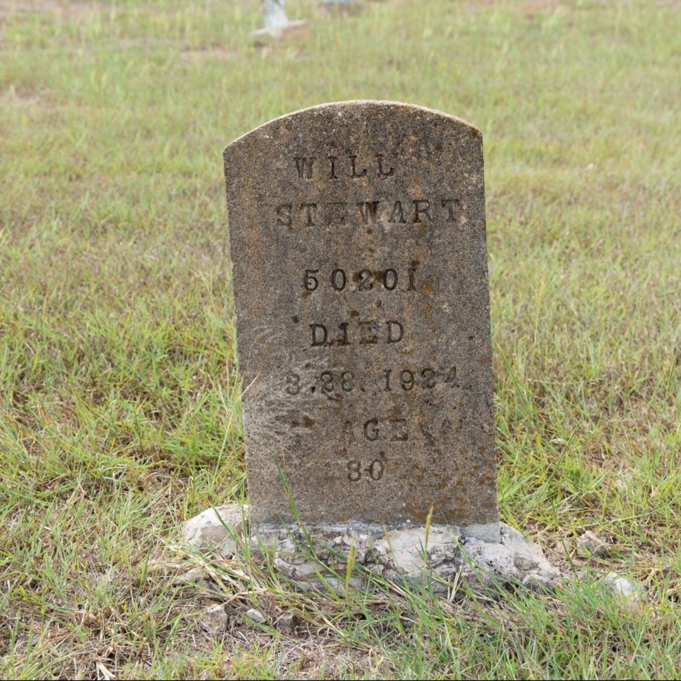 Pre-Restoration of Will Stewart's gravestone in 2023