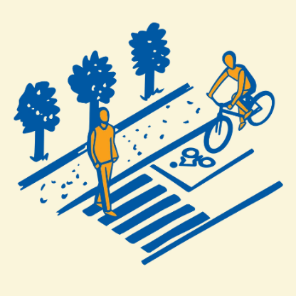 Pedestrian and cycling street traffic.